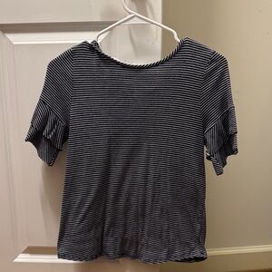 Blu Pepper Navy and White Striped Short Sleeve Top